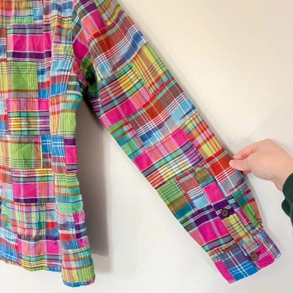 Polo Ralph Lauren Classic Fit Patchwork Madras Camp Shirt 100% Cotton Medium - Picture 8 of 14